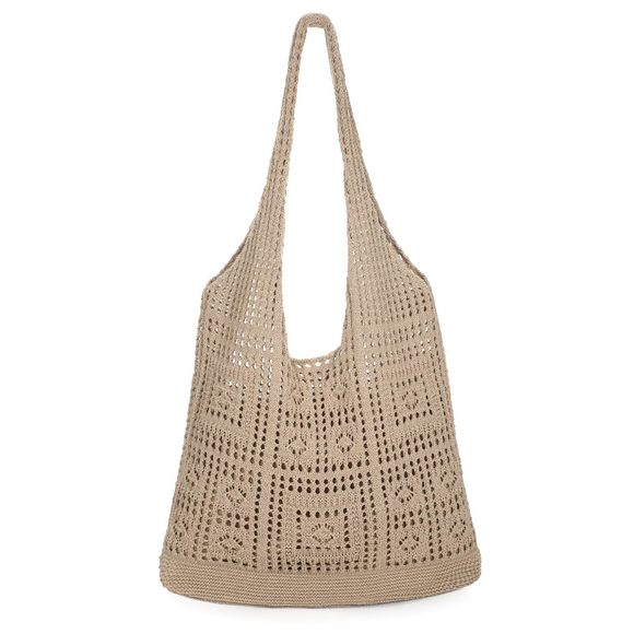 Crochet Tote Bag Mesh Beach Bag Summer Vacation Aesthetic Hobo :O - Picture 1 of 6
